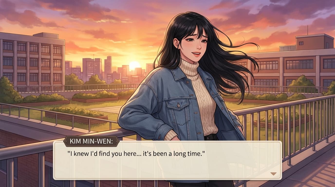 Rooftop Memories — Reunion AI visual novel