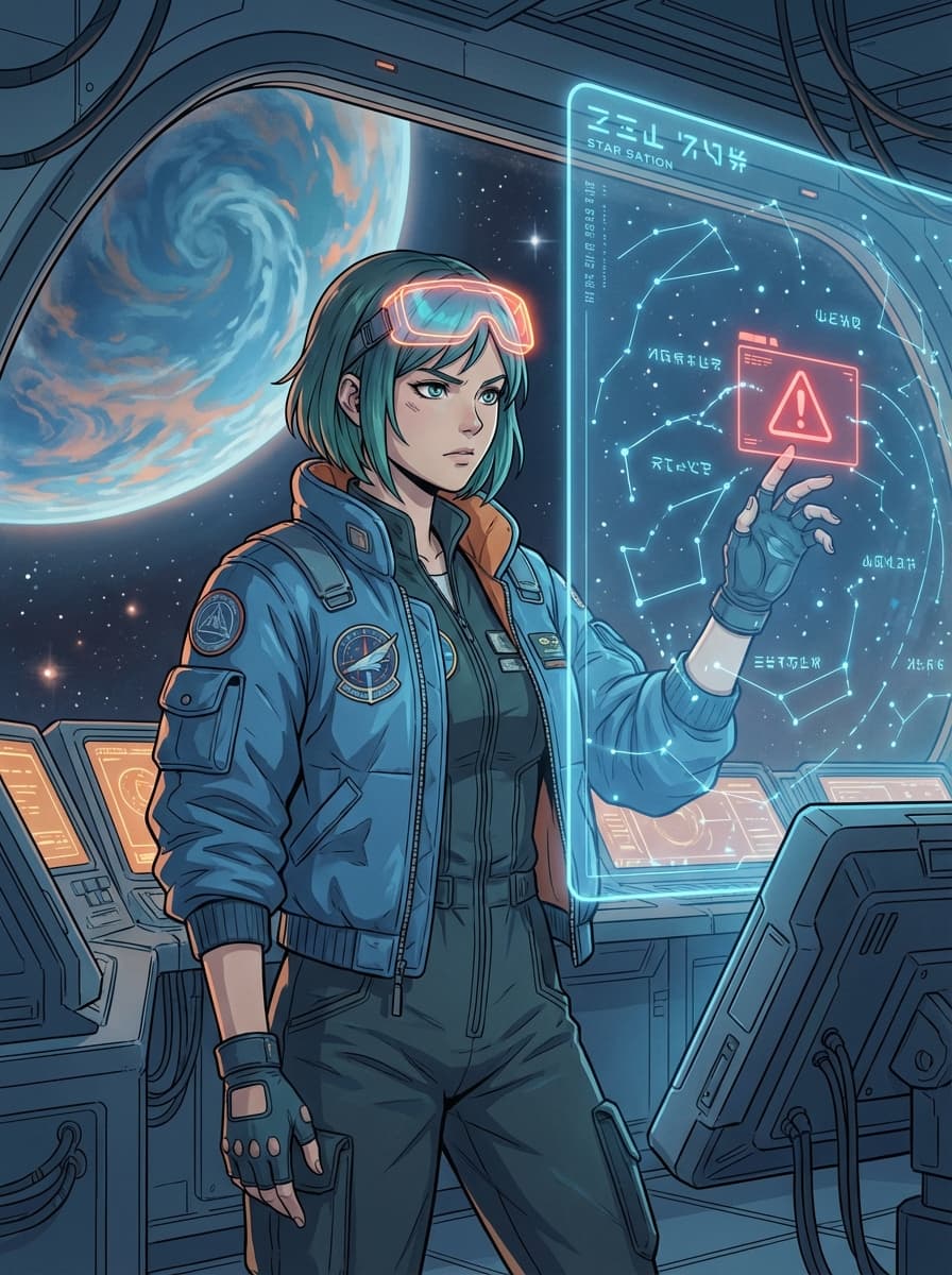 Signal from Orbit — AI visual novel cover art